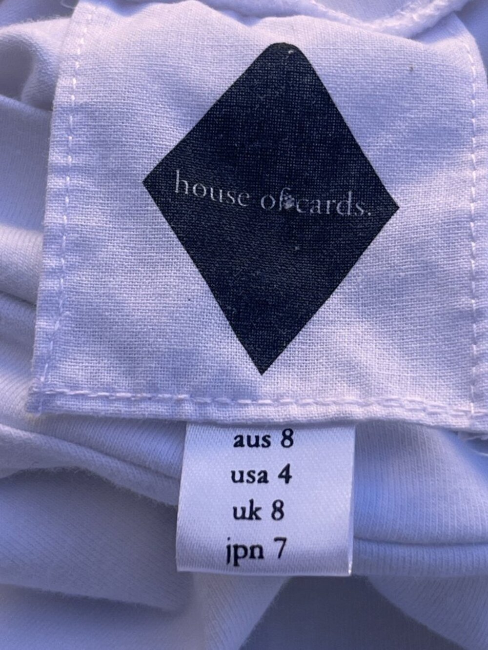 House of Cards White Organza Sleeve Mock Neck Top Designer Cotton Blend 8AU 4 US - Picture 4 of 6